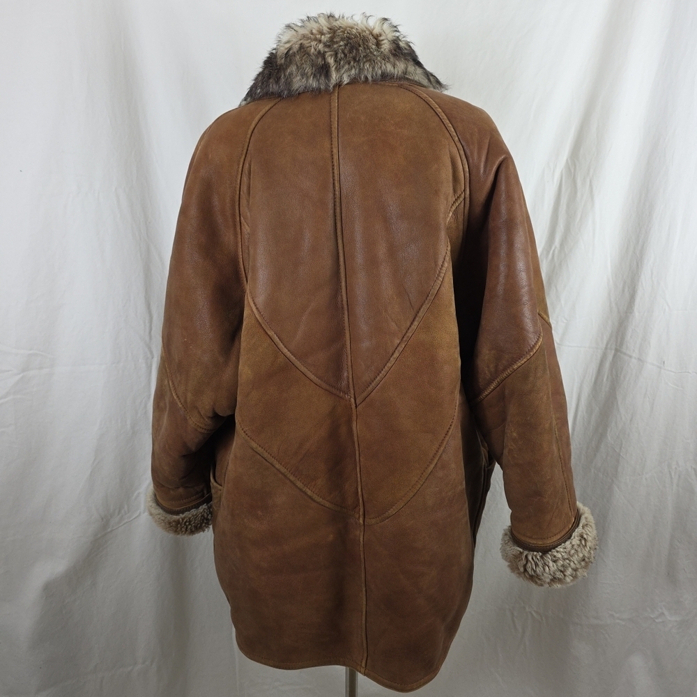 Vintage Brown Suede Penny Lane Bratz Womens Coat Jacket Faux Fur Large Teddy - Picture 9 of 16